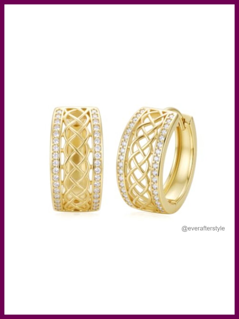 14k Gold Plated Celtic Knot Chunky Hoop Earrings 20mm Huggies
